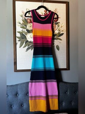 Ribbed Knitted Colorful Dress